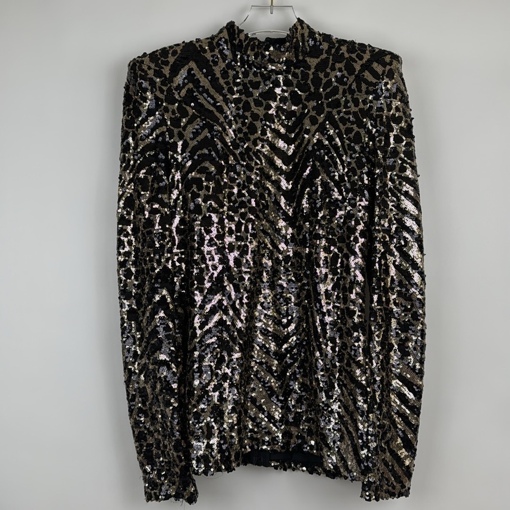 Zhivago When The Sun Went Down Sequin Top in Animal Size Medium - Picture 3 of 11